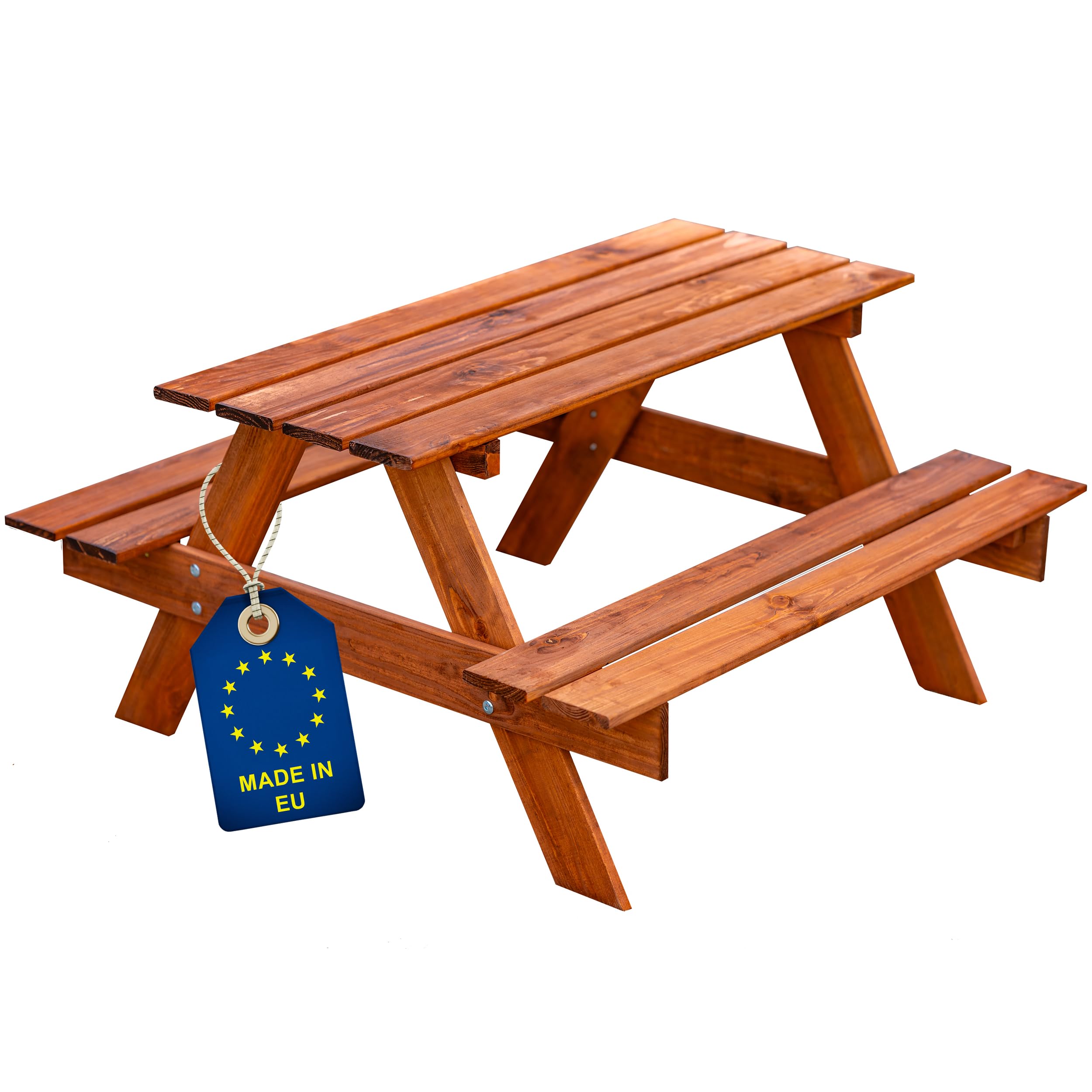ITA Mesa de picnic infantil - Mesa de Madera con 2 Bancos para Niños - calidad directa del Fabricante - hecho en la UE - marrón