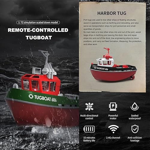 Miniatura 3 de KAROYD Remolcador eléctrico RC, 172 2.4Ghz RC modelo de remolcador eléctrico (versión RTR)