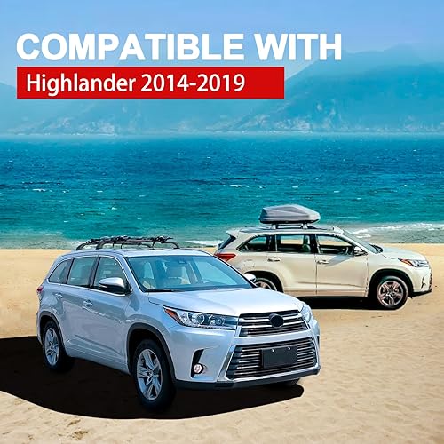 Miniatura 6 de Barras transversales con cerradura de 220 libras para Toyota Highlander 2014-2019 XLE Limited & SE LE & LE Plus, barras transversales de aluminio