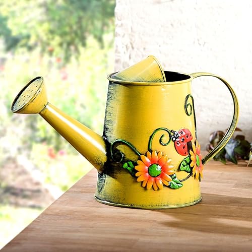 Regadera decorativa de metal con girasol y mariquita (vol 4 tazas)  Regadera amarilla pequeña  Decoración de jardín Regalo de inauguración de la disponible en Yaxa Costa Rica