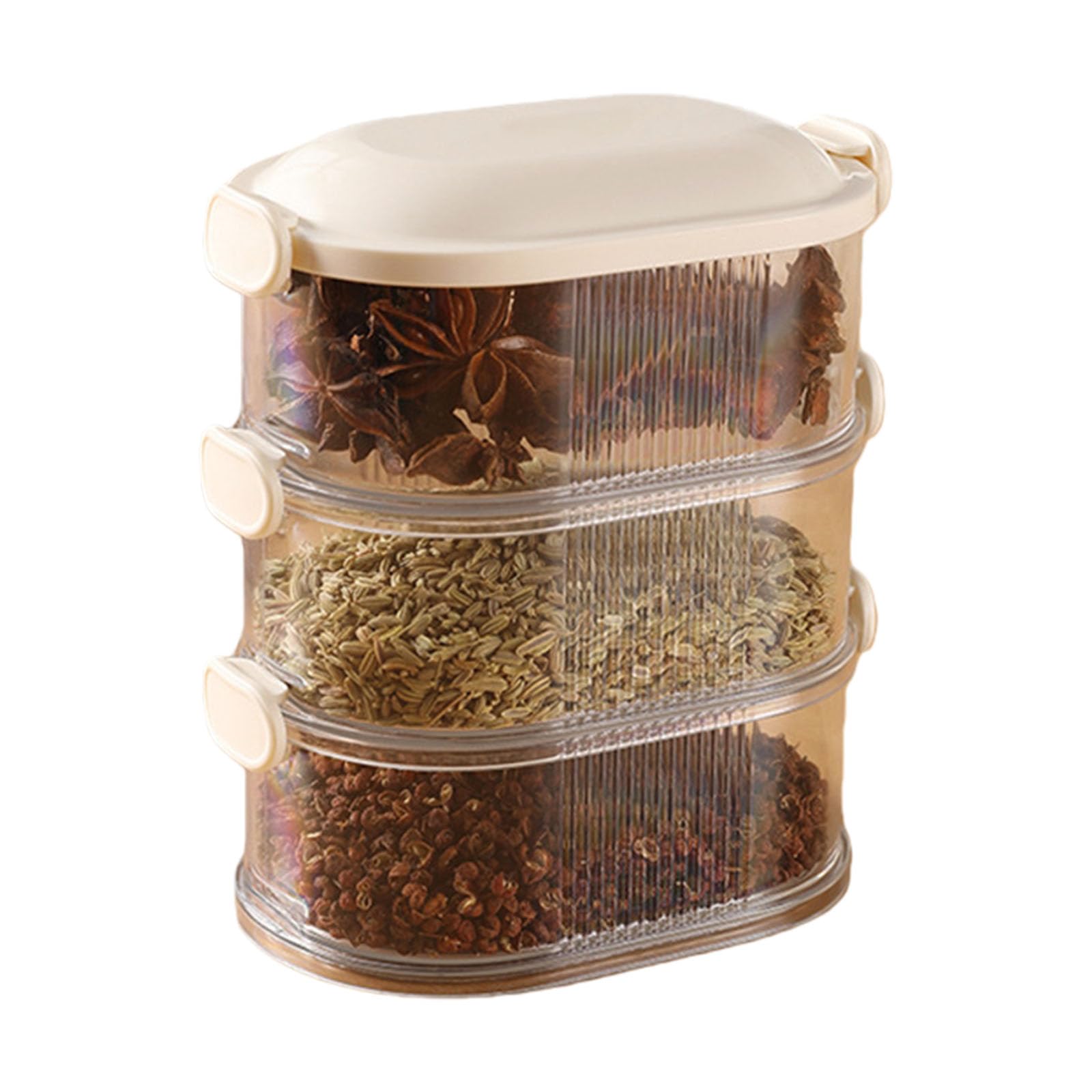 HDOYTXXM Stackable Kitchen Condiment Container with Divided Compartments Transparency Cover Home Organization Solution Multi Compartment Condiment Box