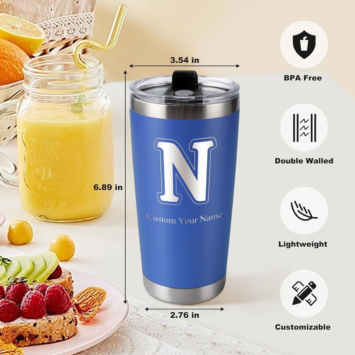 Personalized Engraved Tumbler with Name, 20OZ Custom Monogrammed Tumbler Letters A-Z, Customized Double Wall Insulated Travel Coffee Mug Cup, Christmas Gifts for Women(20OZ Name Version) - Image 6