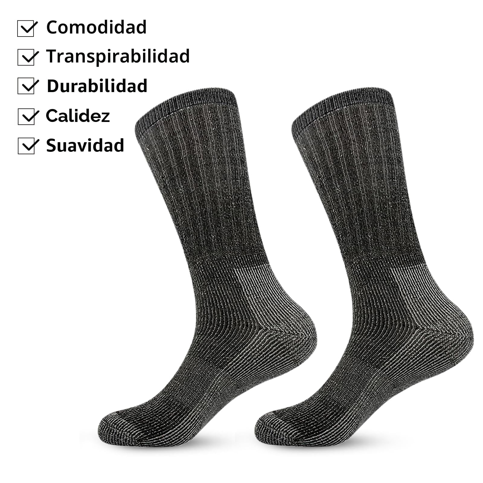 Vihir Calcetines de merino para hombre – Tubo largo Merino Sport Calcetines para esquí, trekking, senderismo, 3 pares…