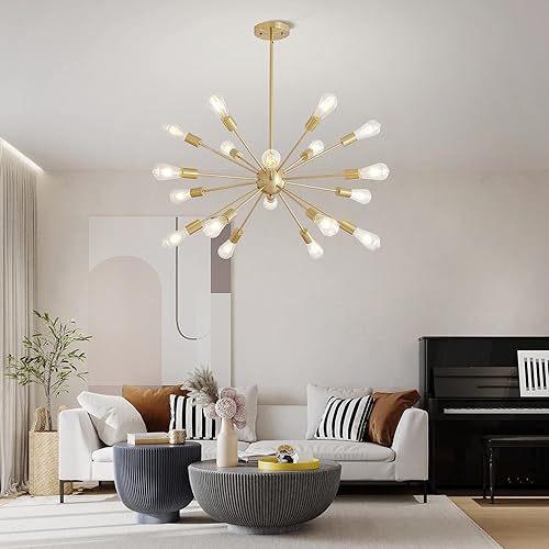 Miniatura 3 de Lámparas de araña Sputnik de mediados de siglo de 18 luces, lámpara de techo moderna de montaje semiempotrado industrial, lámparas colgantes retro