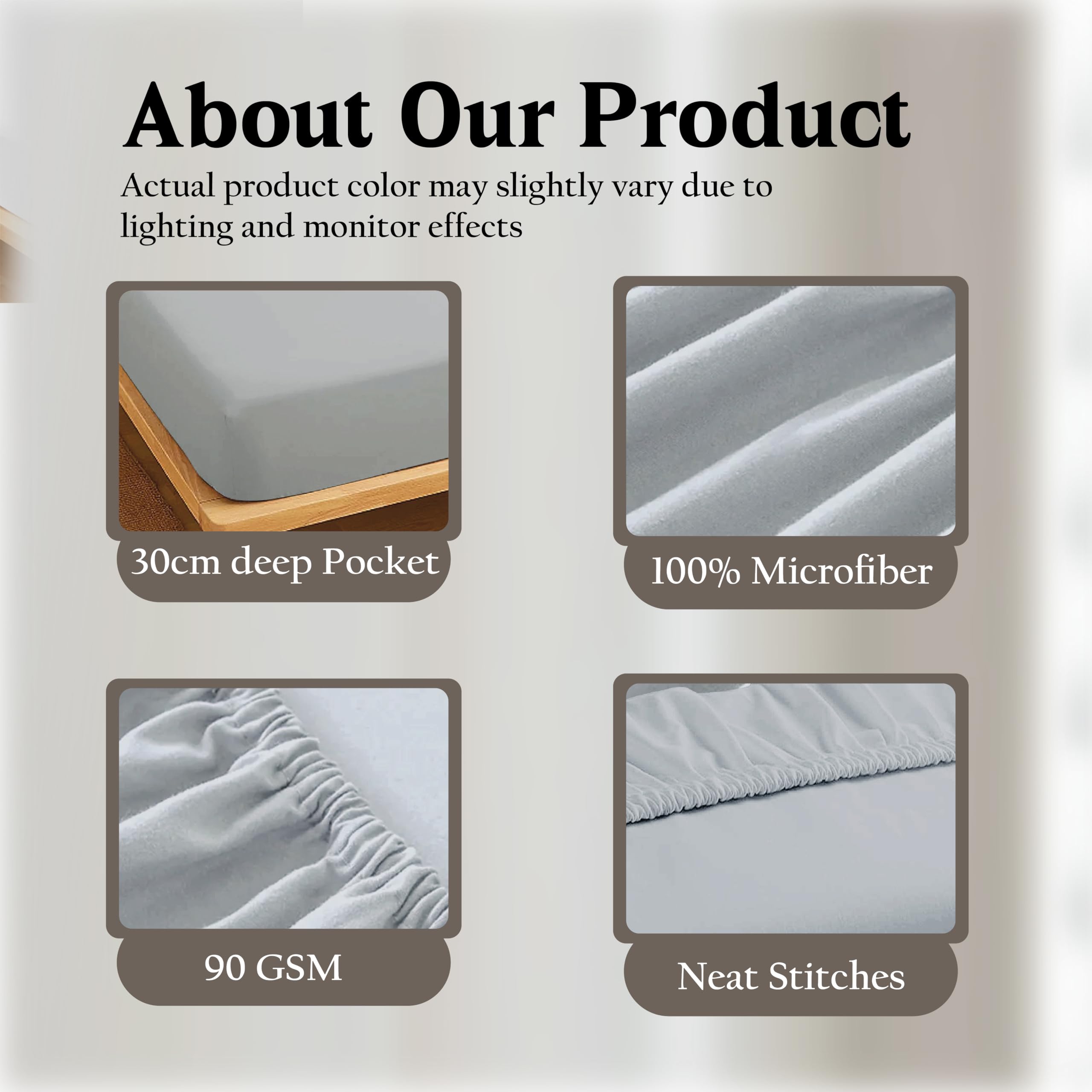 Ev Dekor Single Fitted Sheet Soft 100% Microfiber 30cm Deep Pocket Bed Sheets - Grey (90 X 190) Cm, Grey 30cm Fitted - Image 4
