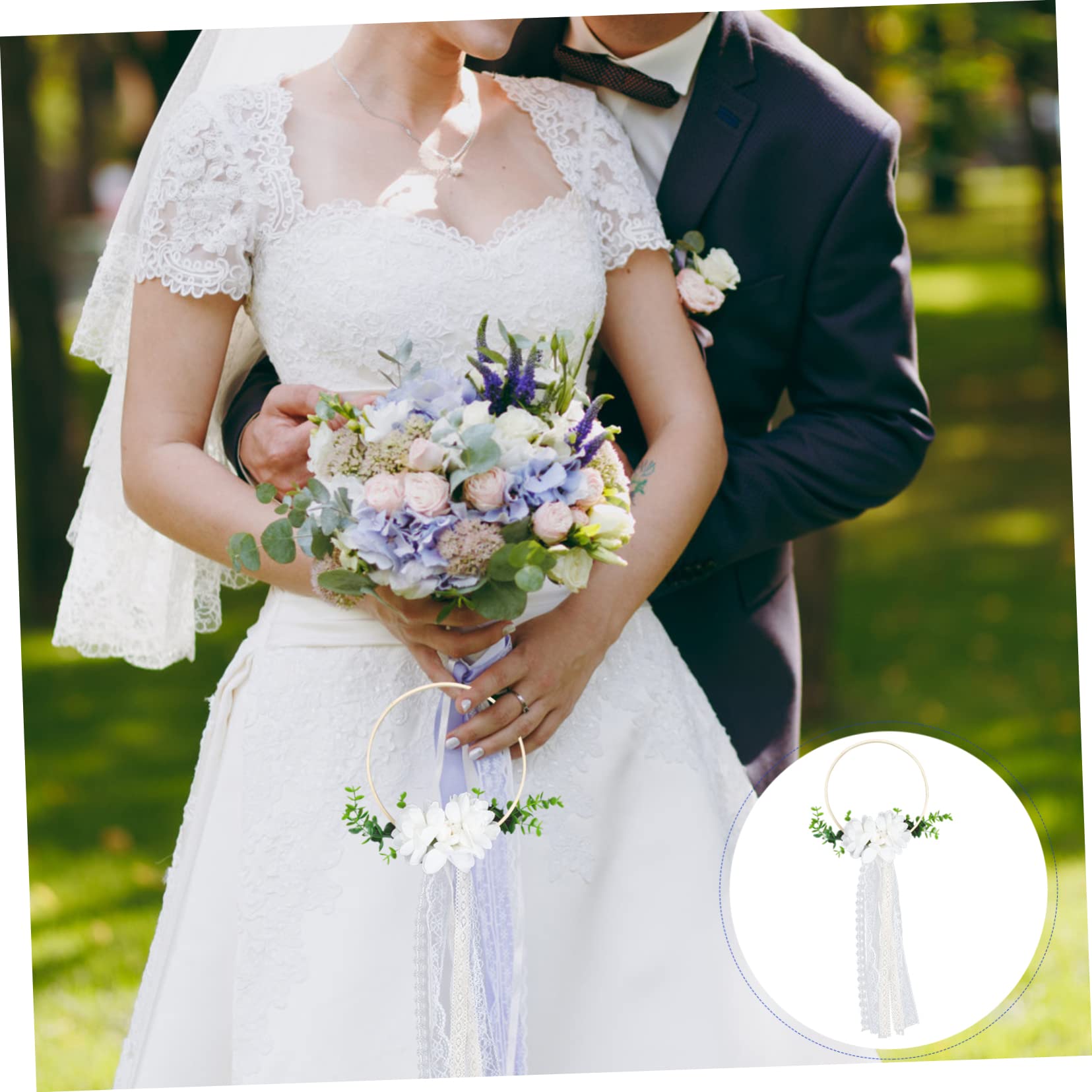 IMIKEYA 5stücke Hochzeits-Handheld-Blumenkranz Für Braut Fotorequisiten Für Dekorationsaccessoire Für Hochzeitskleid Kunstblumen Für Feierlichkeiten