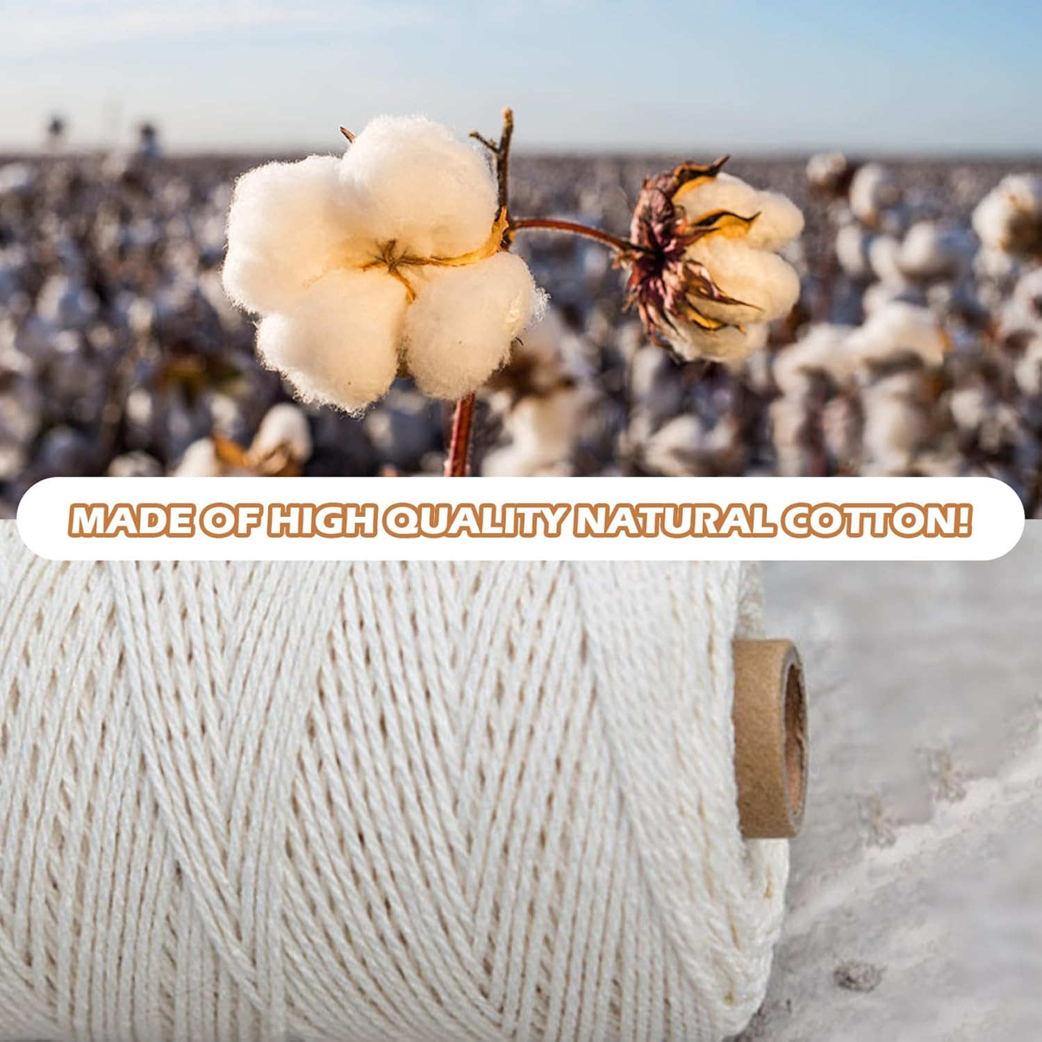 Yarn，Macrame Cord 1mm X 100m Natural Cotton Macrame Rope Single Strand Thick Macrame Yarn Macrame String for Plant Hanger Wall Hanging Knitting
