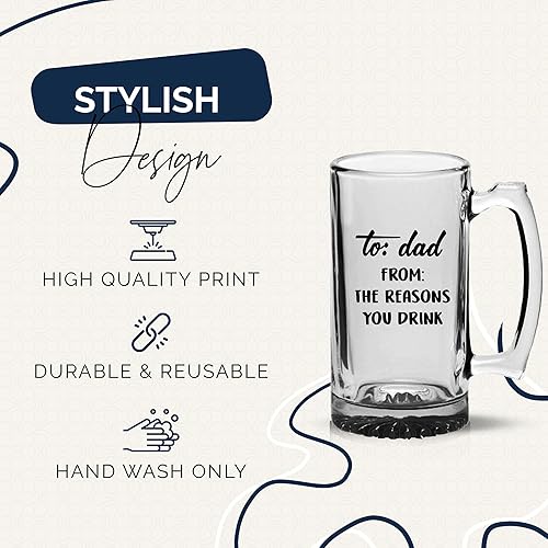 Miniatura 2 de Your Dream Party Shop To Dad From The Reasons You Drink Beer Glass - Vaso de cerveza de 16 onzas - Regalos divertidos para papá de hijo o hija -