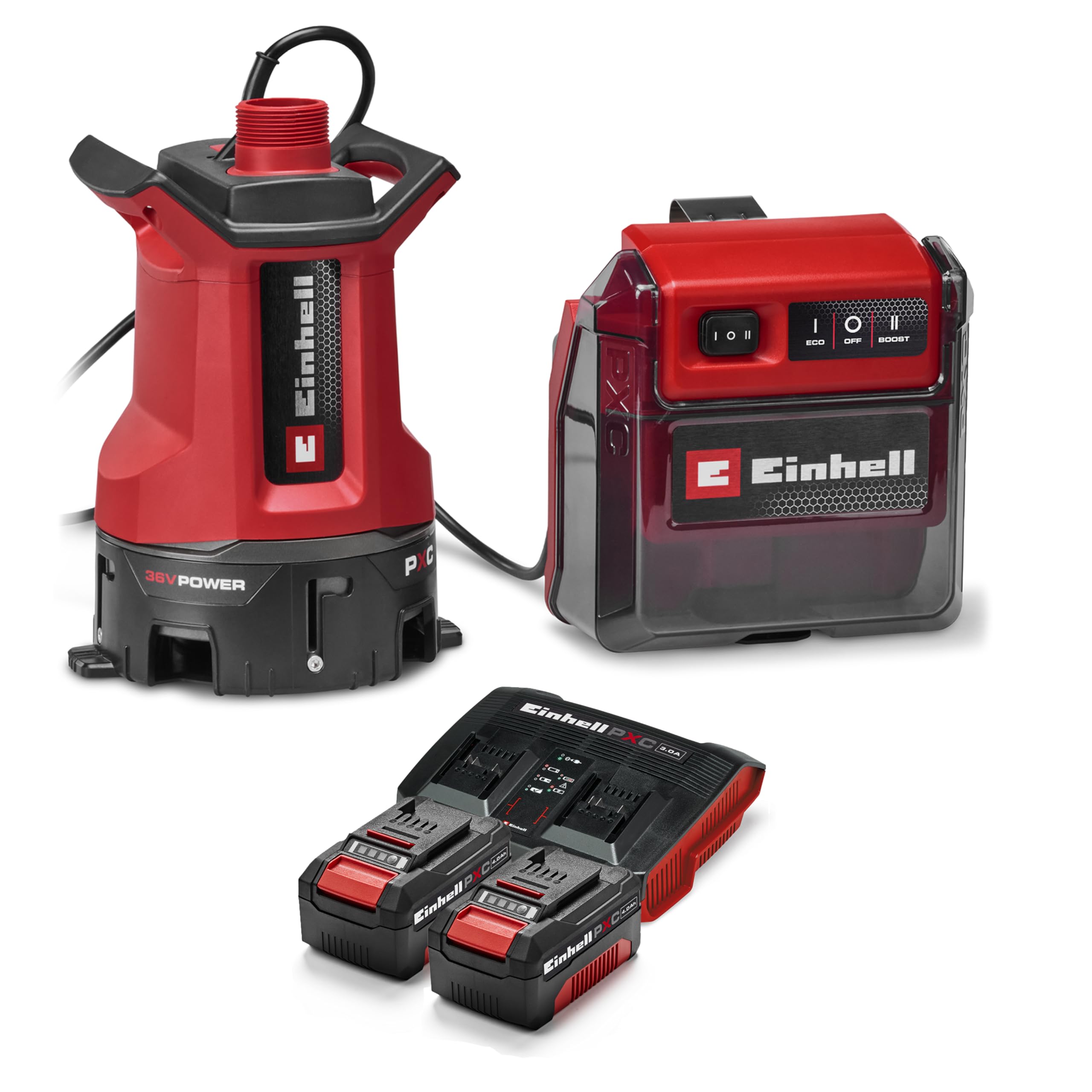 Einhell Akku-Schmutzwasserpumpe GE-DP 36/35 LL Li PXC (36 V, 14000 l/h Fördermenge, max. 9 m Förderhöhe, 2 Leistungsmodi, 2-in-1-Pumpe, mit Akku)