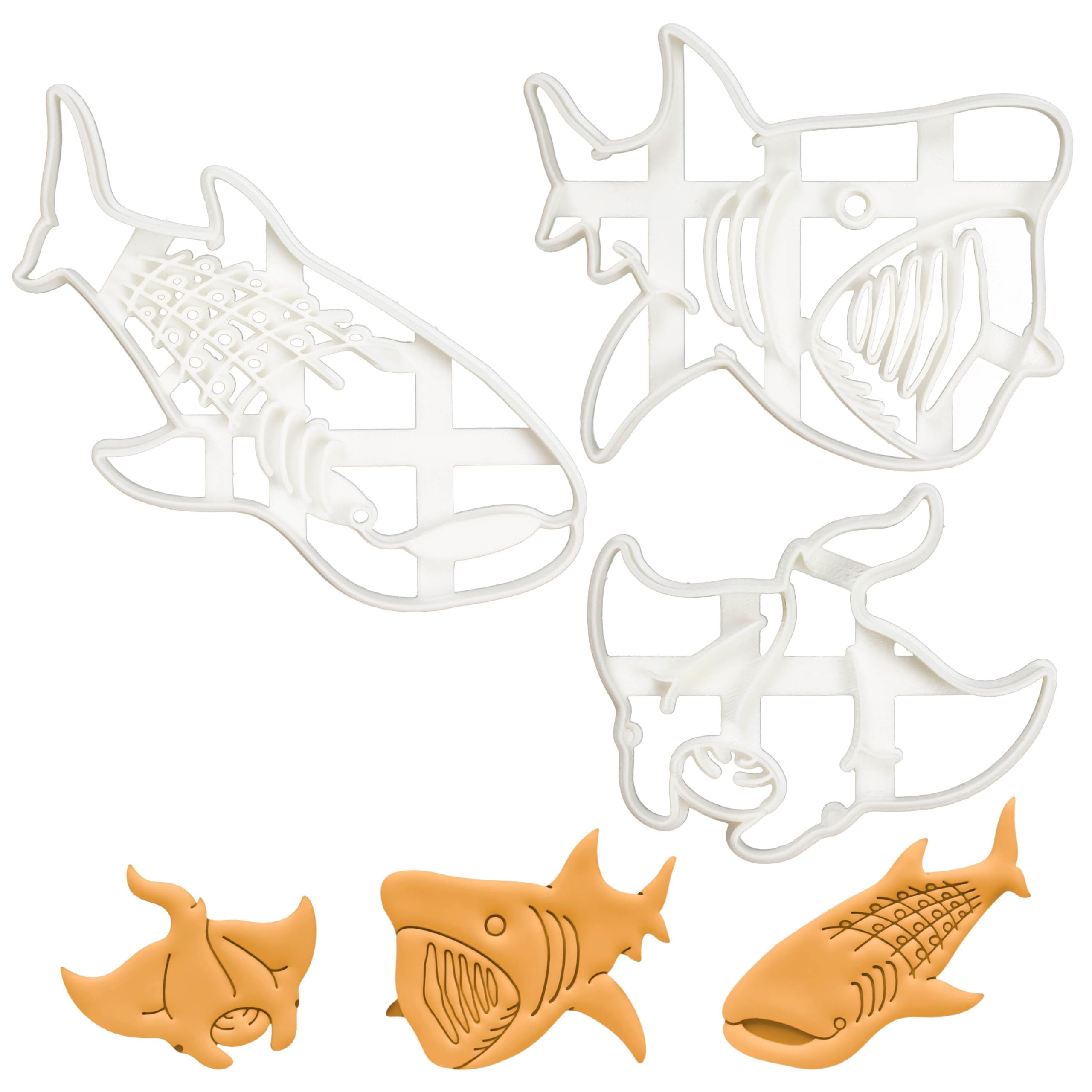 ensemble de 3 emporte-pièces pour animaux de la mer profonde (design: raie manta, requin baleine, requin pèlerin), 3 pièces