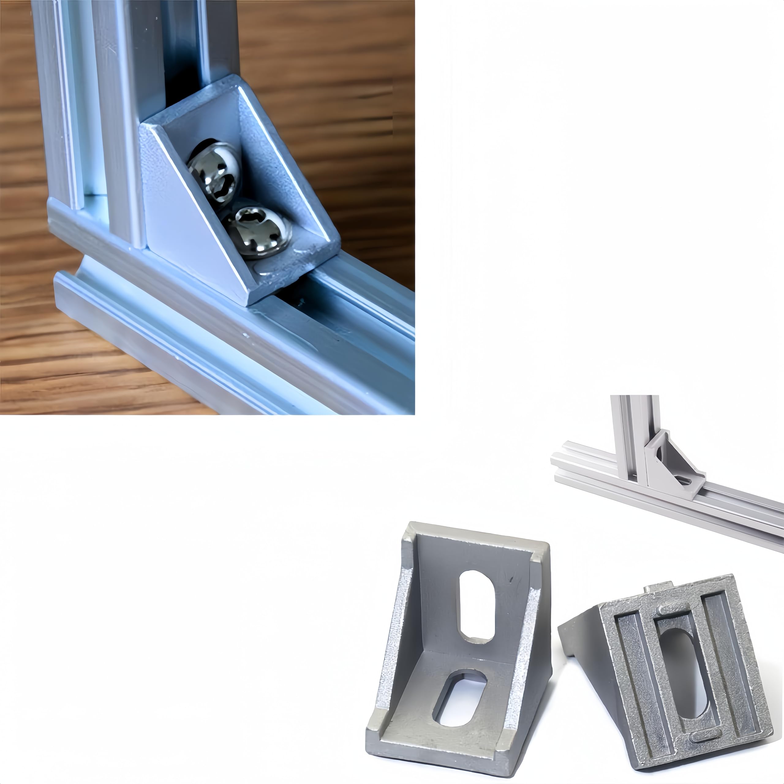 Boxonly 40mm x 40mm Inside Corner Bracket Gusset, Corner Brace Angle Bracket Fastener for Aluminum Extrusion Profile 10 Pcs(Black) - Image 3