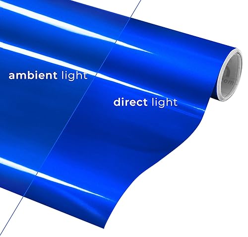 Miniatura 2 de VViViD DECO65 - Rollo de vinilo adhesivo permanente azul reflectante de 12 pulgadas x 4 pies, incluye hoja de papel de transferencia de 12 x 12