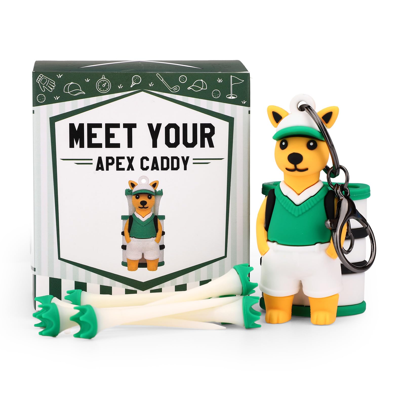 Penitue Kangaroo Caddie Golf Tee Holder, Including 8 Golf Ball Tees Creative Cute Kangaroo Holder Set for Women Men Golfers Attaching to Backpack Shoulder Bag Belt