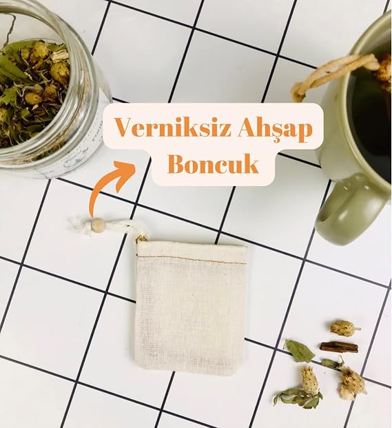 yofu yoga and food Washable Fabric Tea Pouch (2 pieces) - Organic, Ecological, 100% Raw Unbleached Raw Cotton (Cup Size)