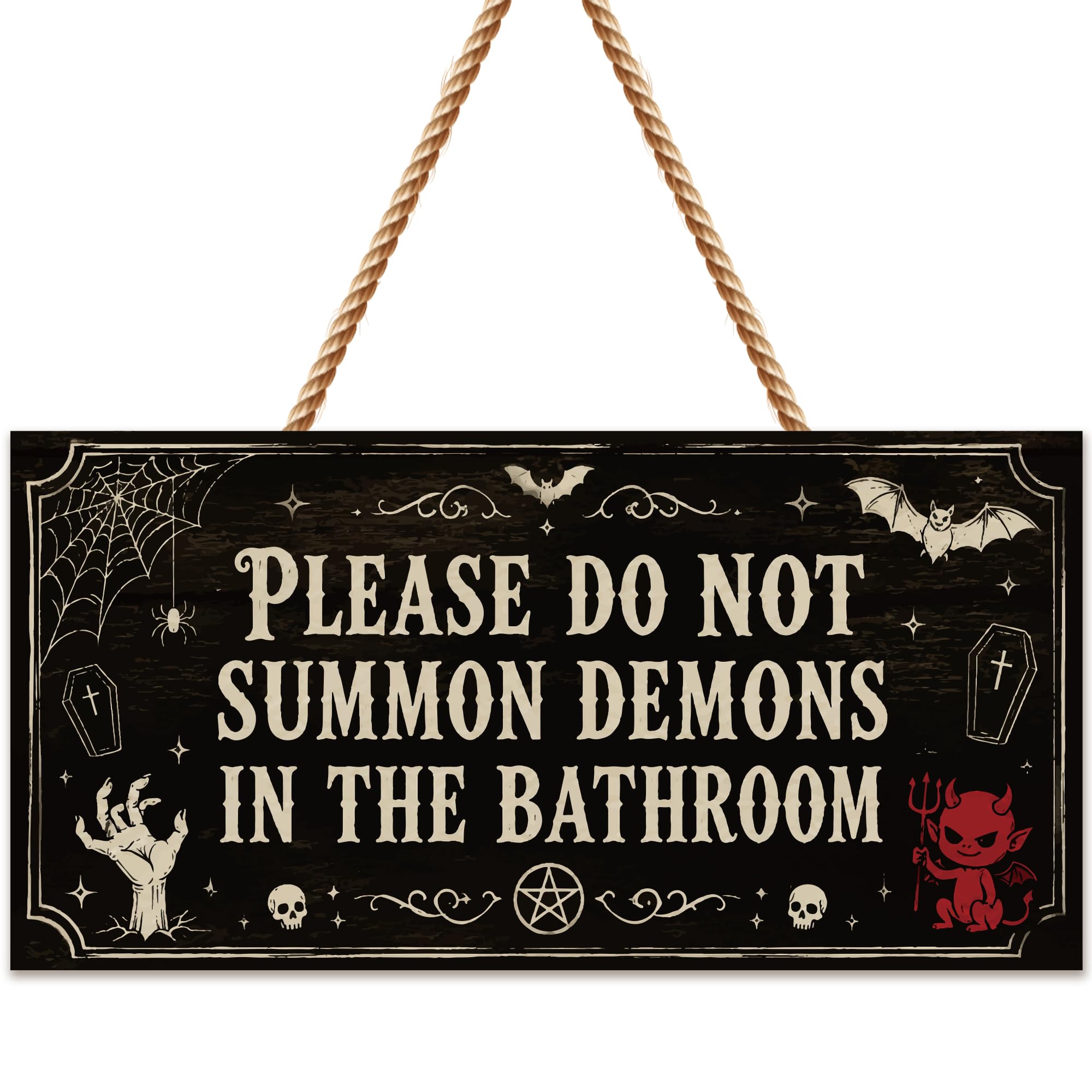 Halloween Decorations - Funny Wooden Sign for Wall Home Door Bathroom