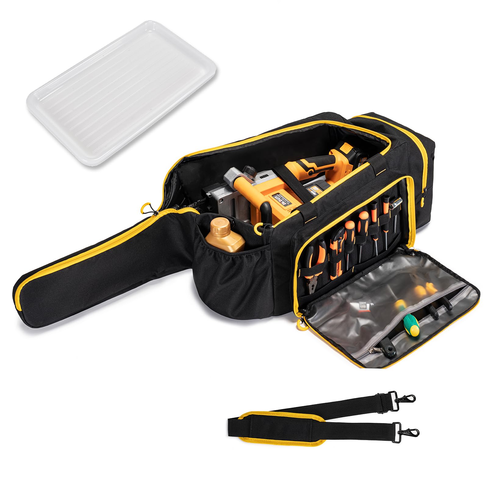 Funda para motosierra, bolsa duradera para motosierra compatible con Greenworks, EGO Power+, motosierra inalámbrica Dewalt de 14, 16 y 18 pulgadas, color negro