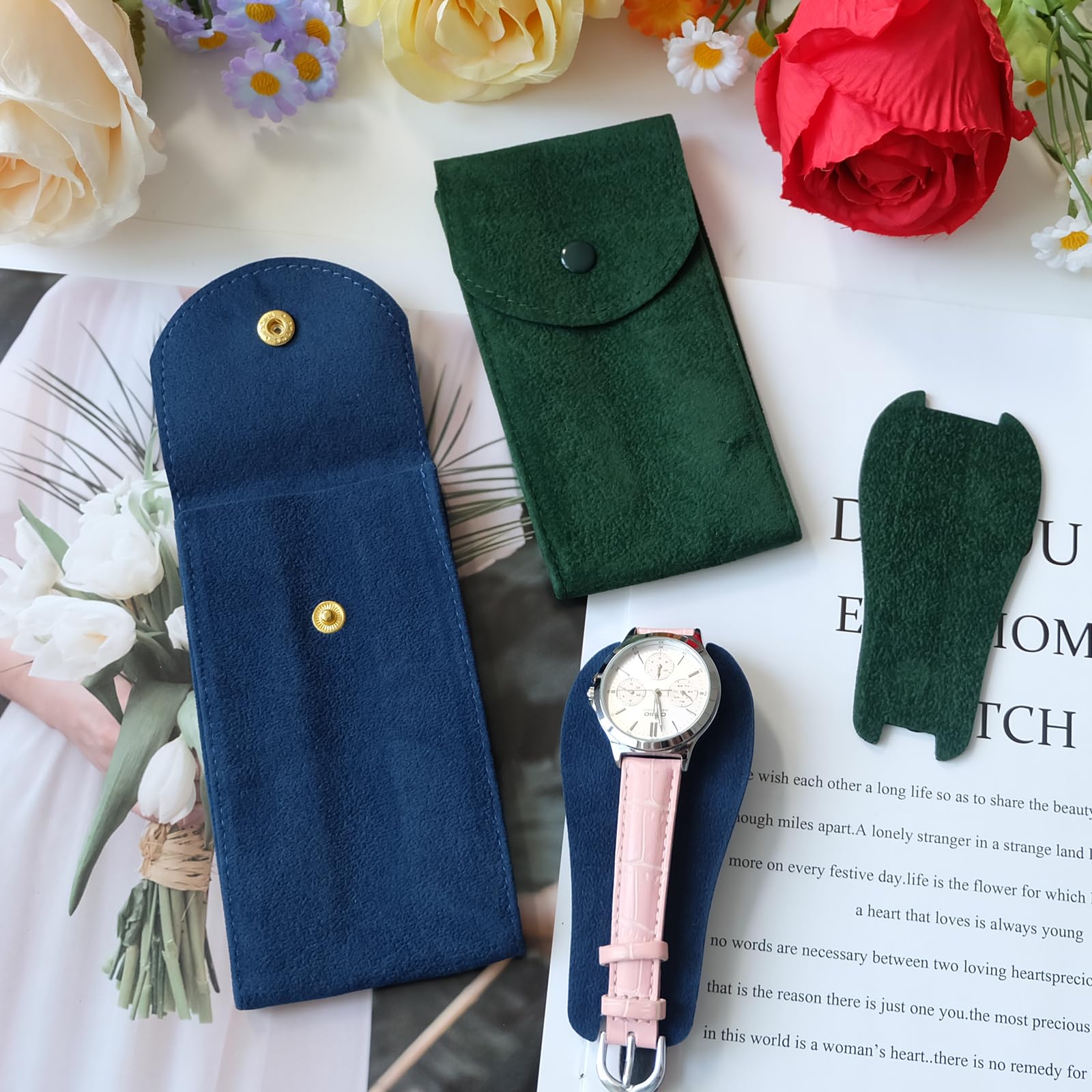 Custodie Per Orologi In Pile - Set Da 5 Borse Portatili Con Bottone A Pressione - Foto 8