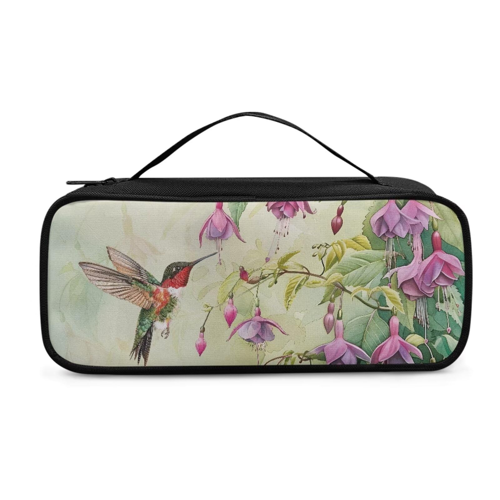 Sepetwhos Hummingbird Floral Stethoscope Case Large Protective Stethoscope Casewith Mesh Pockets Large Hard Organizer Storage Bag Medical Assistant