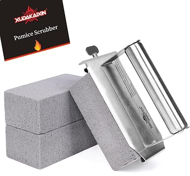 XUDAKAIXIN Grill Cleaning Bricks with Handle, Pumice Griddle Cleaning Stone Removing Stains for Grill,Plattop Griddle,Sink,Cookwares,Floor,Countertop3-Pack with Handle