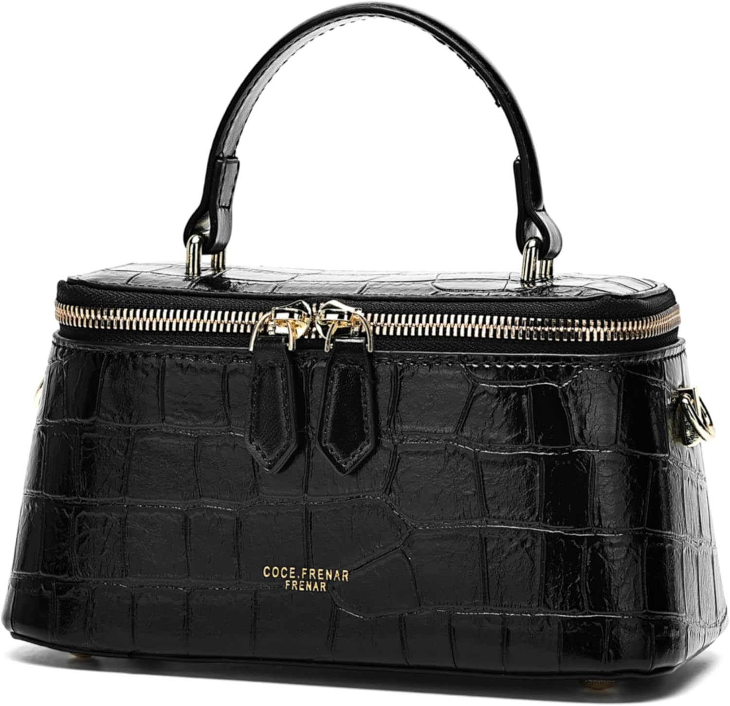 Women's crocodile-embossed crossbody bag, shoulder bag with adjustable shoulder strap, retro square tote bag.