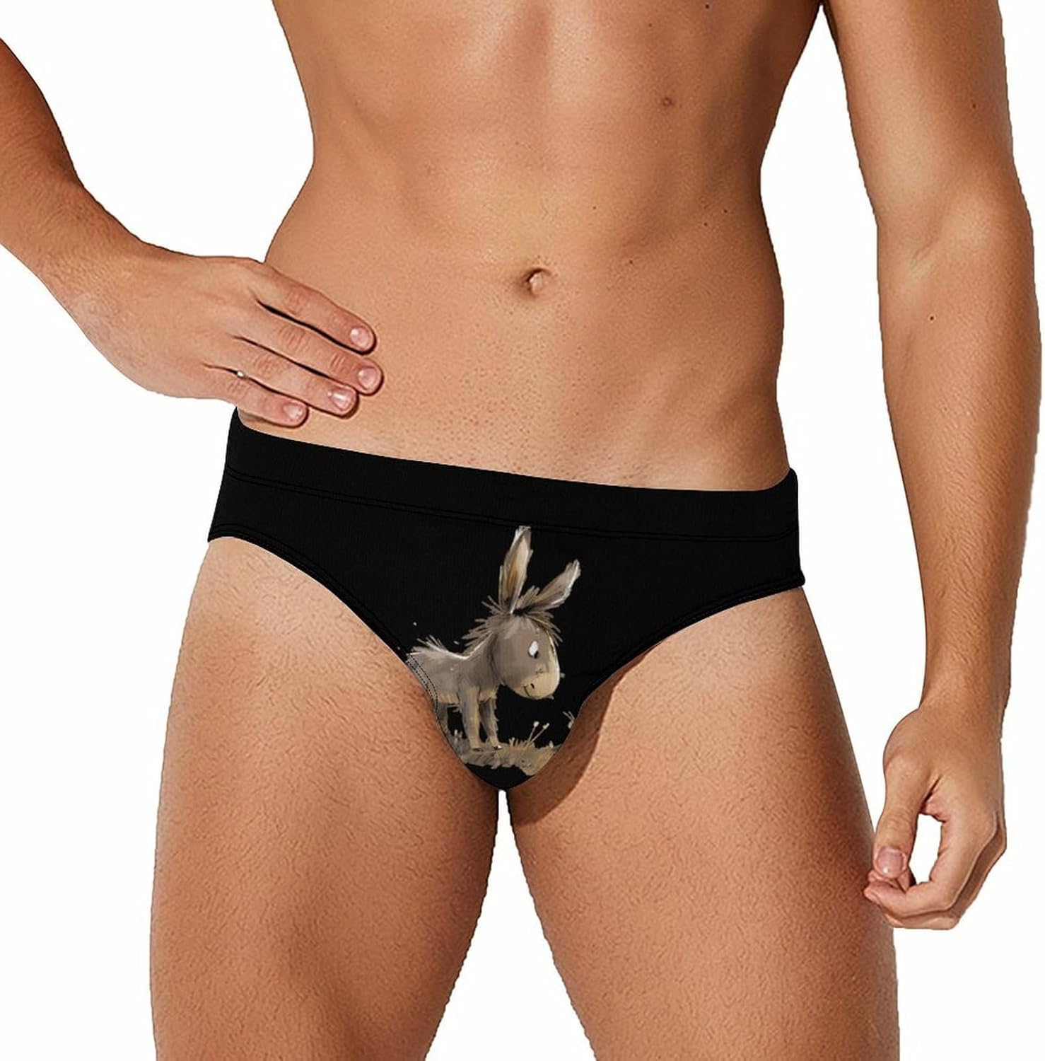 Donkey with A Bee Mens Swim Briefs Print Bikini Swimwear Sport Swimsuit Surf Shorts Trunks
