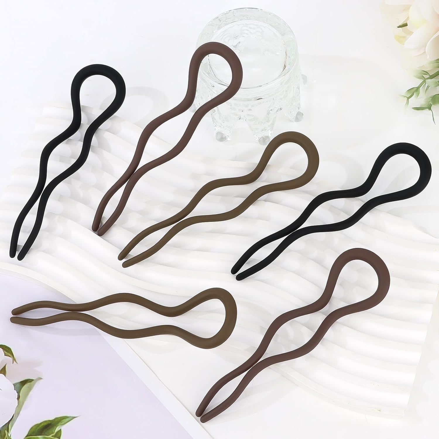 ANBALA French Hair Pins U-Shaped Wavy Design, Matte Finish Plastic Updo Pins for Women, French Twist Bun Clips for Fine/Thick Hair, 6 Pack - Image 7
