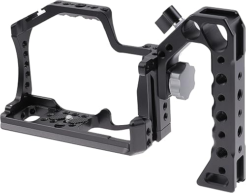 Miniatura 7 de FocusFoto Jaula para cámara+kit de agarre de mango superior/lateral, equipo estabilizador de película de video de aleación de aluminio con zapata