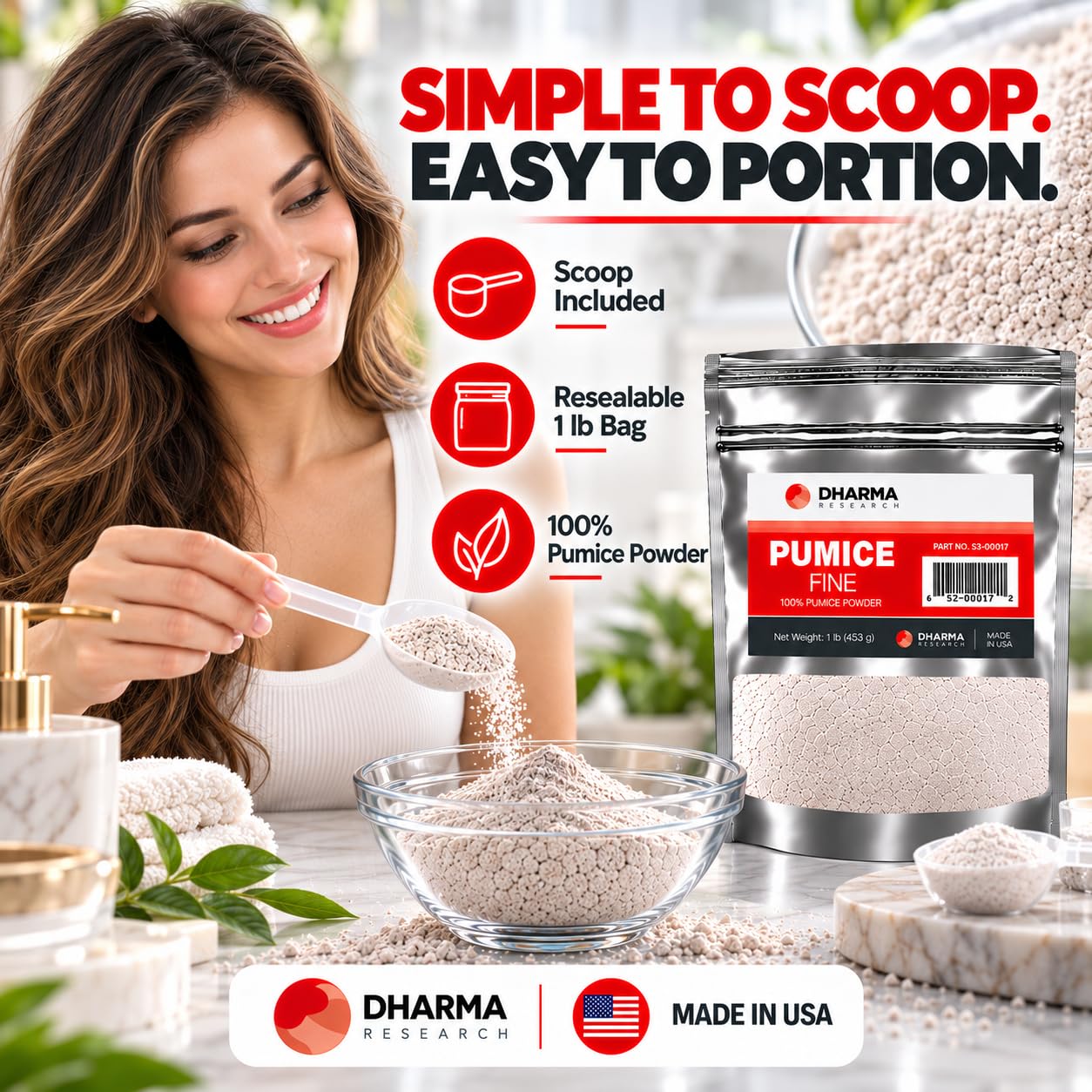 Pumice Powder Abrasive - 1 lb Bag with Scoop -7