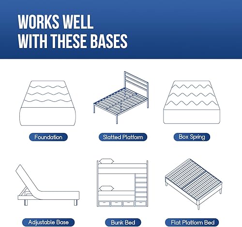 Miniatura 157 de PayLessHere - Colchón de espuma viscoelástica con gel, 6 pulgadas, tamaño queen, con certificación CertiPUR-US, sin fibra de vidrio, cama en una