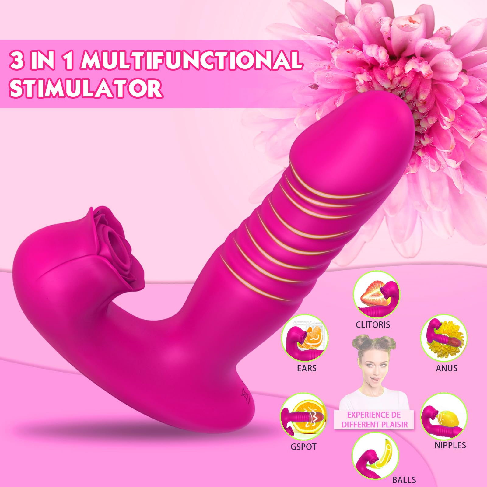 Vibratoreper Donna Professionale Sexytoysys donna,Succhia Clotoride per donna Stimolatore per clitoride 10 * 10 modalità Impermeabile per USB Ricaricabile (Rosso)
