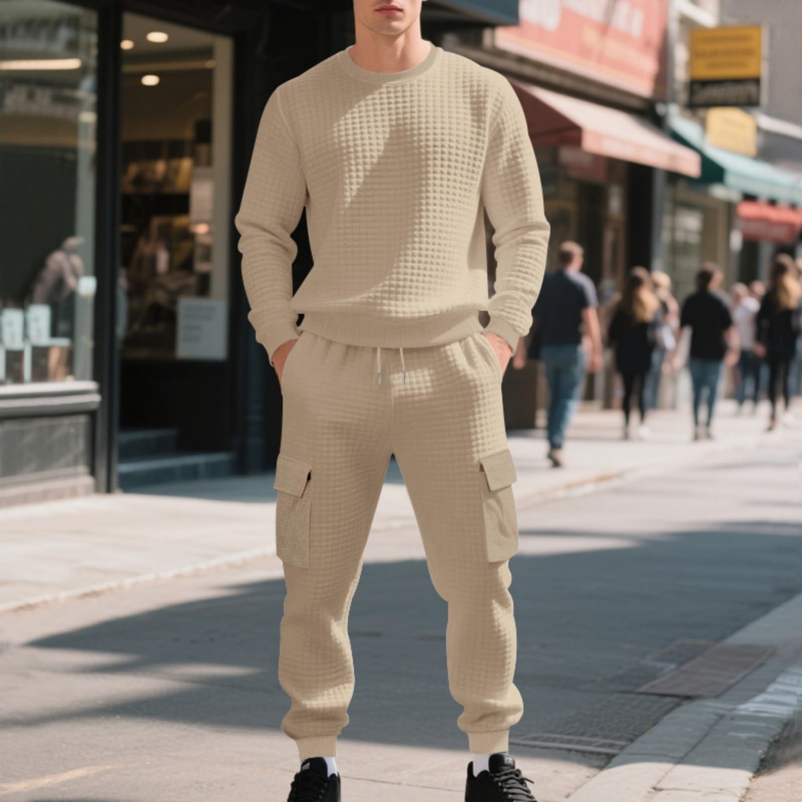 Generisch Jogginganzug Herren Hoodie Und Baggy Jogginghose Set Baumwolle Trainingsanzug 2 Teiler Tracksuit Warm Sportanzug Freizeitanzug Jogging Anzug Streetwear Hausanzug