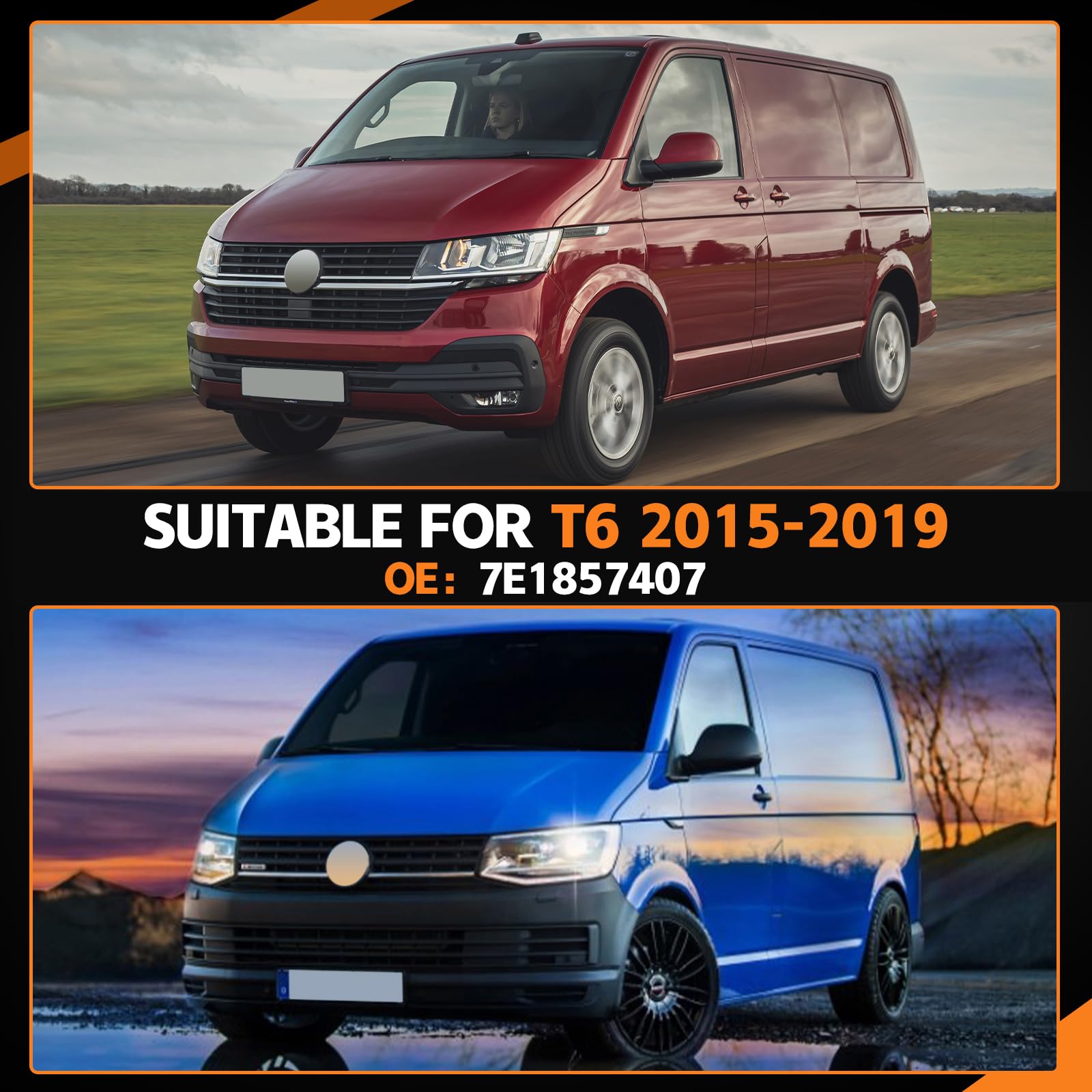Coppia Specchietti Retrovisori Esterni Nero Per VW Transporter T5 (2009-2015) E T6 (2015-2021) – 7E1857527F/528F