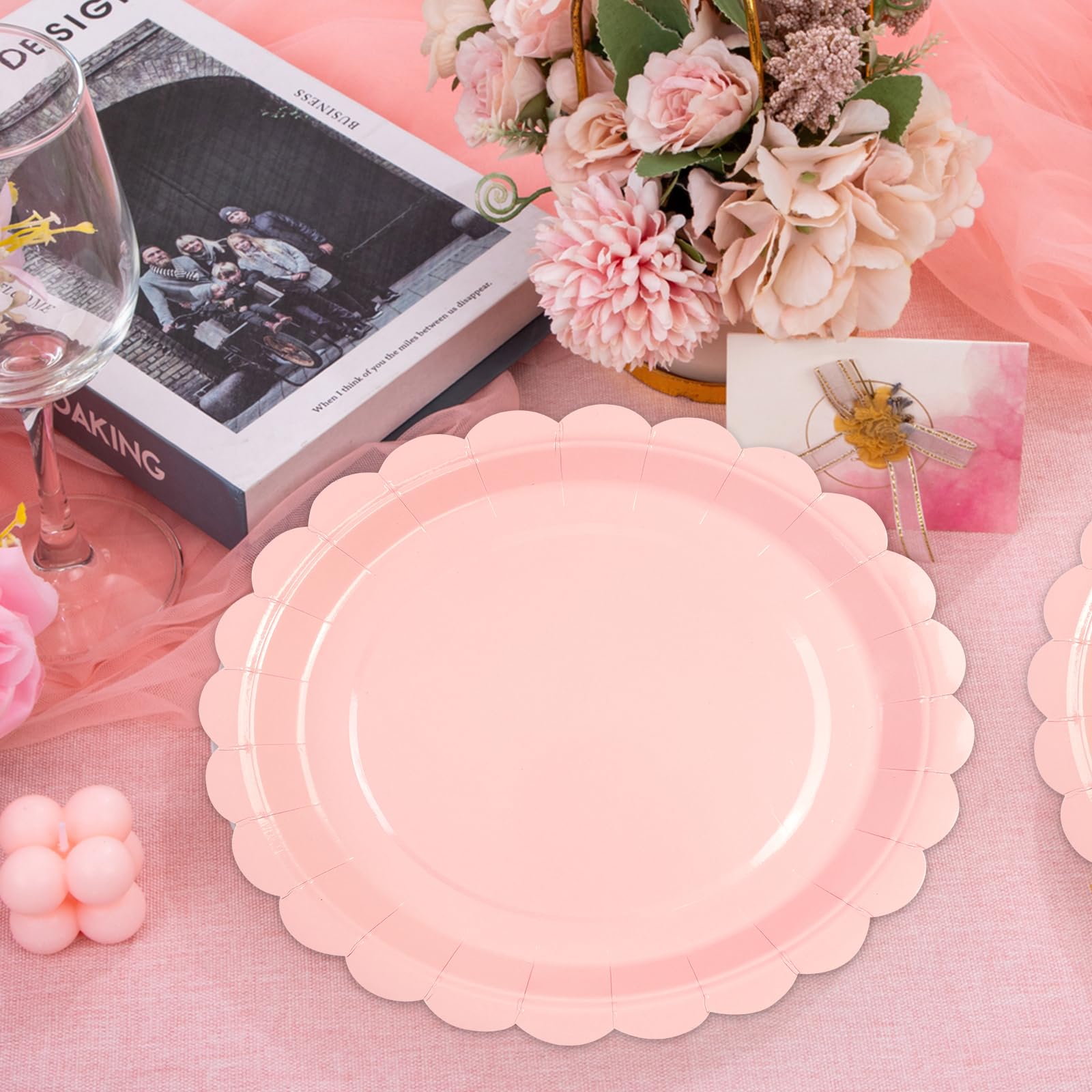 Lot De 50 Assiettes En Carton Rose - Diamètre 22,9 Cm, Pour Anniversaire, Révélation De Sexe, Fêtes, Jetables Et Pratiques