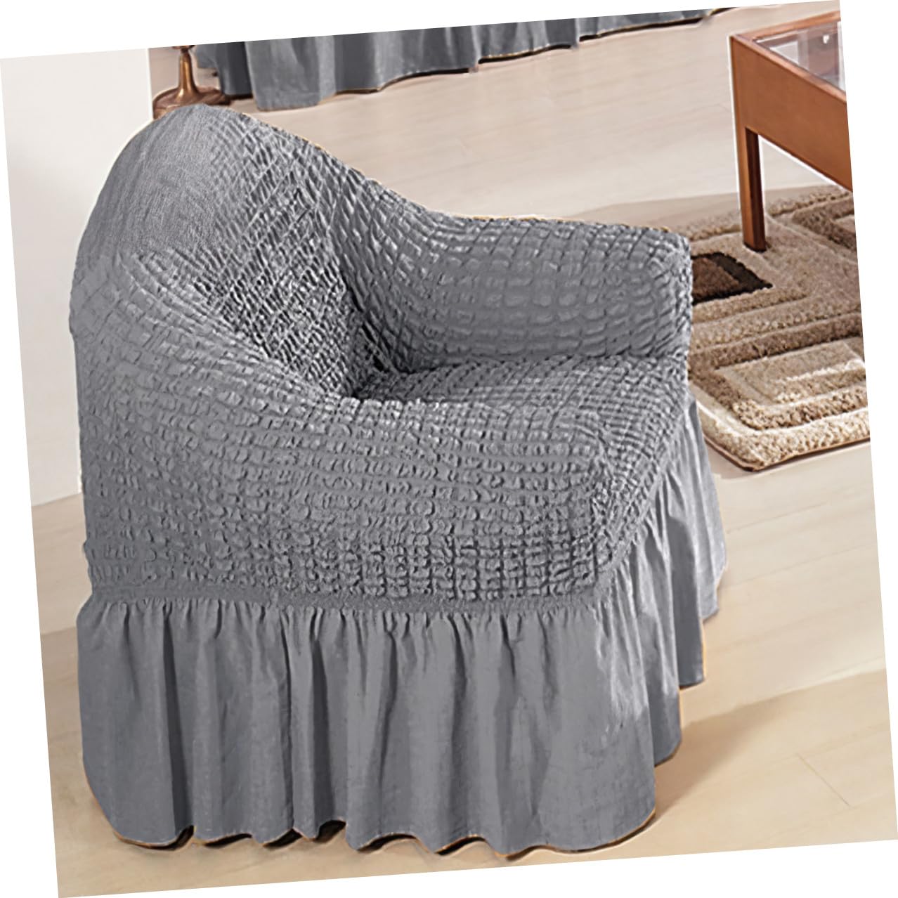 Copripoltrona Relax Elasticizzato con Gonnellino Grigio Protettivo Fodera Seduta Recliner Morbida e Facile da Installare per Casa e Ufficio