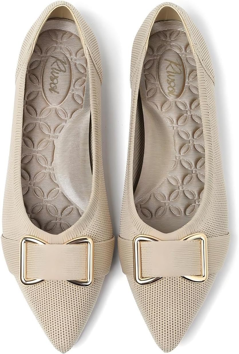 Comfortable Knit Ballet Flats Shoes for Women, Pointed Toe Womens Flats Arch Support Dress Shoes for Work Causal