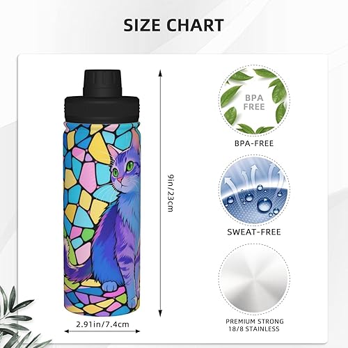 Miniatura 4 de Hervidor de acero inoxidable aislado para gatos, botella de agua divertida con impresión, ideal para deportes y viajes