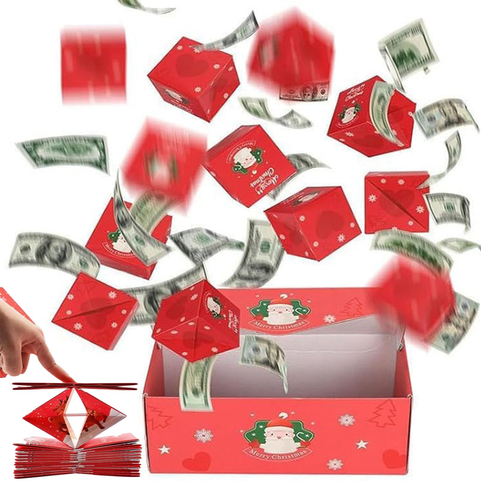 Surprise Gift Box Explosion for Money, Pop-Up Money Gift Box Explosion – Surprise Gift Boxes for Christmas, Birthdays, Anniversaries &amp; Valentine's Day (Red B, 10 Boxes)
