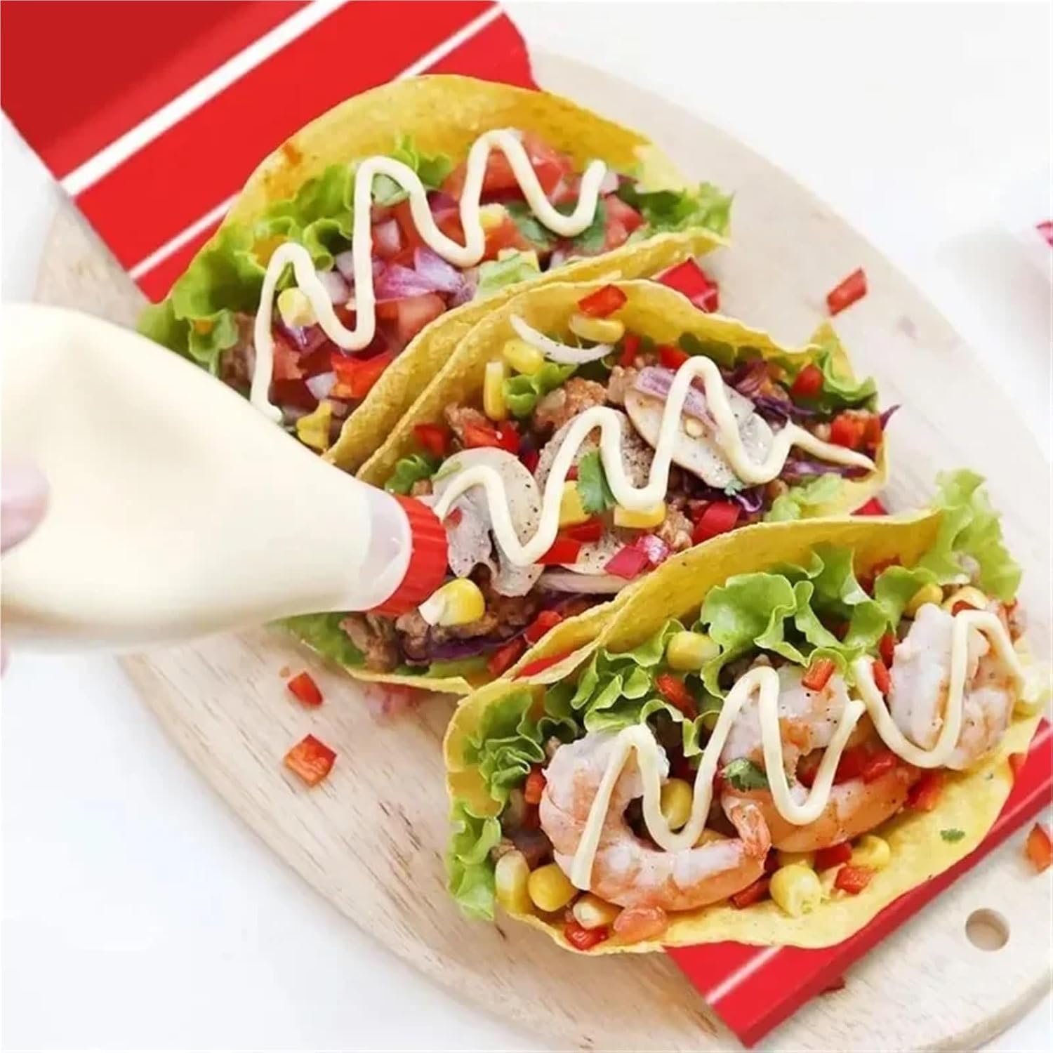 Taco Holder 10pcs Tacos Pancake Shelf Holder Tortilla Wave Shape Tray Plastic Colorful Pizza Roll Food Display Holders For Baking and Grill(PURPLE)