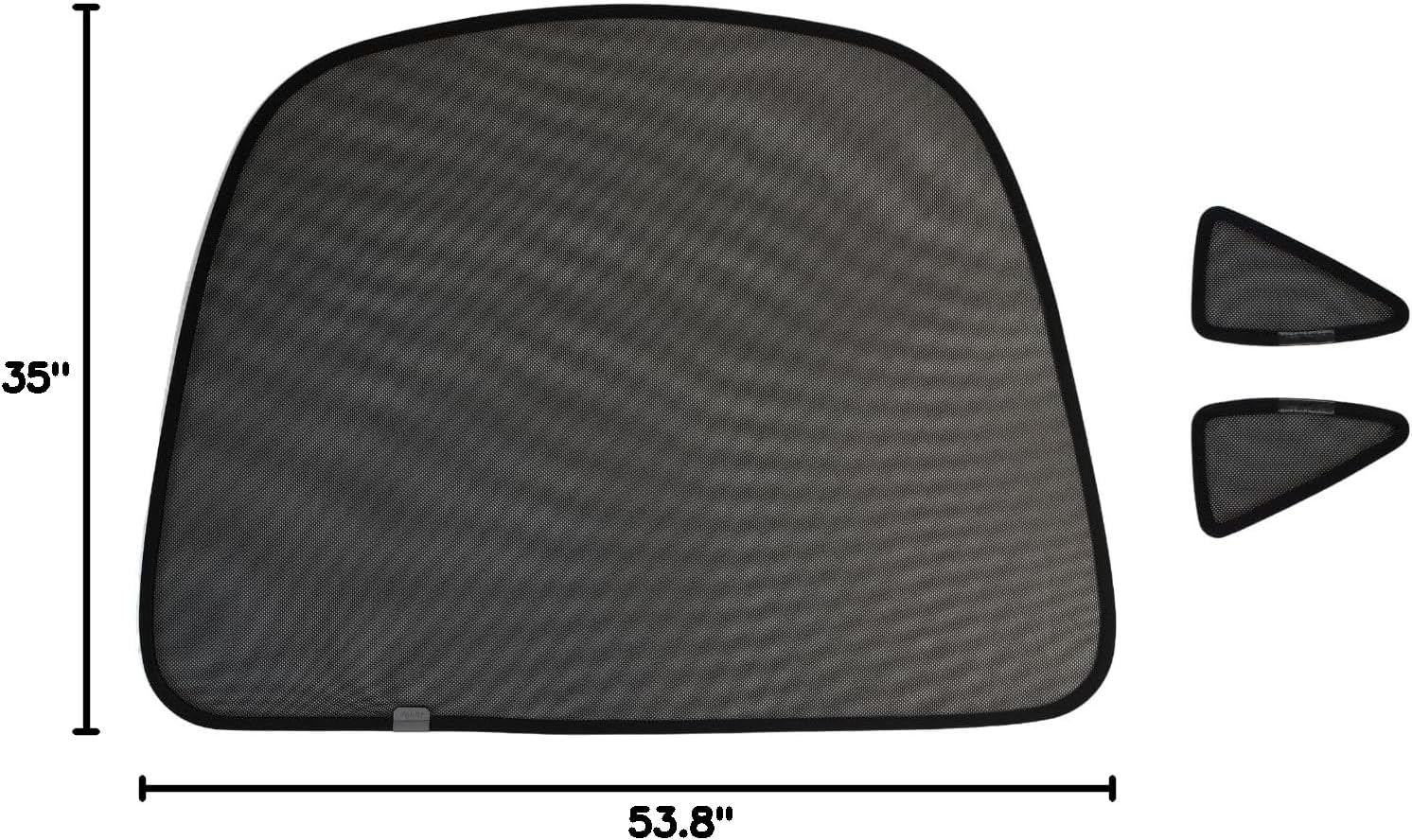 JOWUA Rear Liftgate+Triangular Window Sunshade for Model X only for 2021+, Black mesh Fabric with Anti-Light Silver Coating