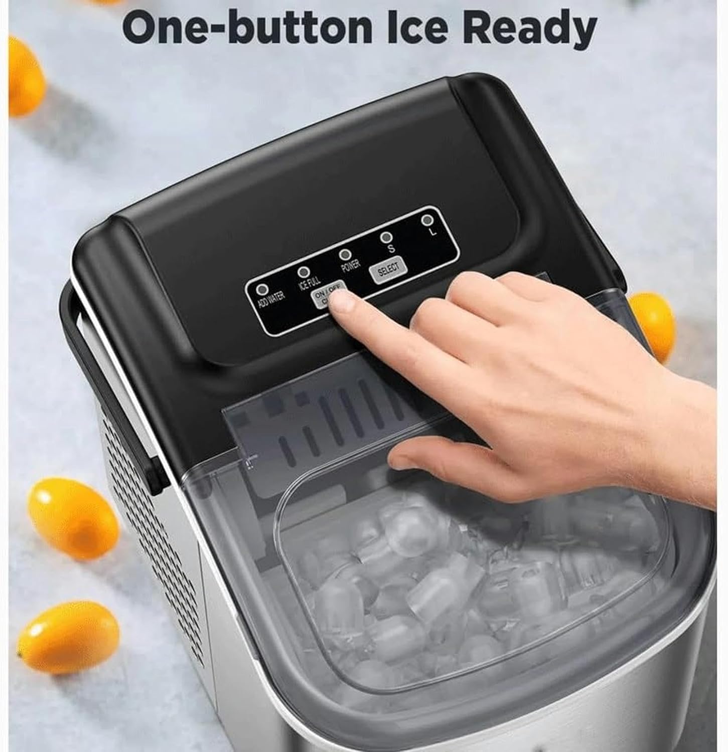 AMNOOL mdlian Countertop Ice Maker Self-Cleaning Ice Machine with Ice Scoop and Basket Stainless Steel, white-Fruit peach5