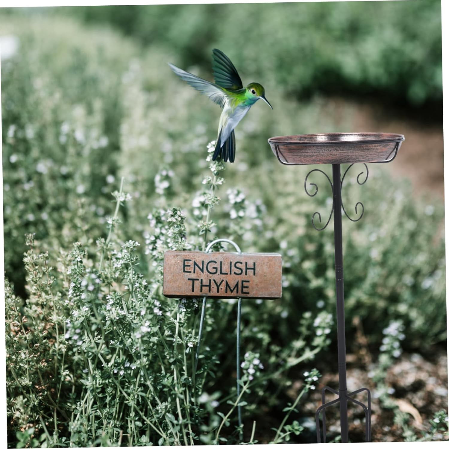 BESPORTBLE Antique Garden Bird Feeder with Metal Stake Weatherproof Iron Birdbath for Outdoor Use Elegant Lawn and Patio Decoration Effortless Setup for Garden Aesthetics