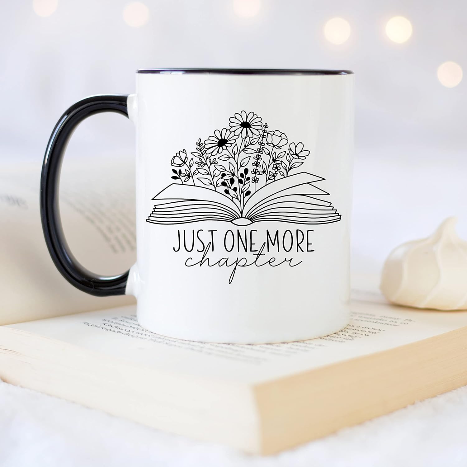 YouNique Designs Just One More Chapter Mug, 11 Oz, Book Lovers Mug, Librarian Gift for Readers, Book Club Gift (Black Handle) - Image 4