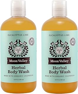 Herbal Body Wash, Eucalyptus Lime by Moon Valley, All Natural Ingredients, No Parabens, Vegan, Moisturizing Essential Oils, Two Pack
