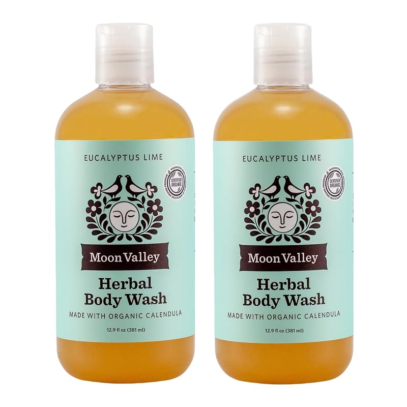 Sabonete líquido corporal herbal Eucalyptus Lime Moon Valley Organics, Pacote com 2