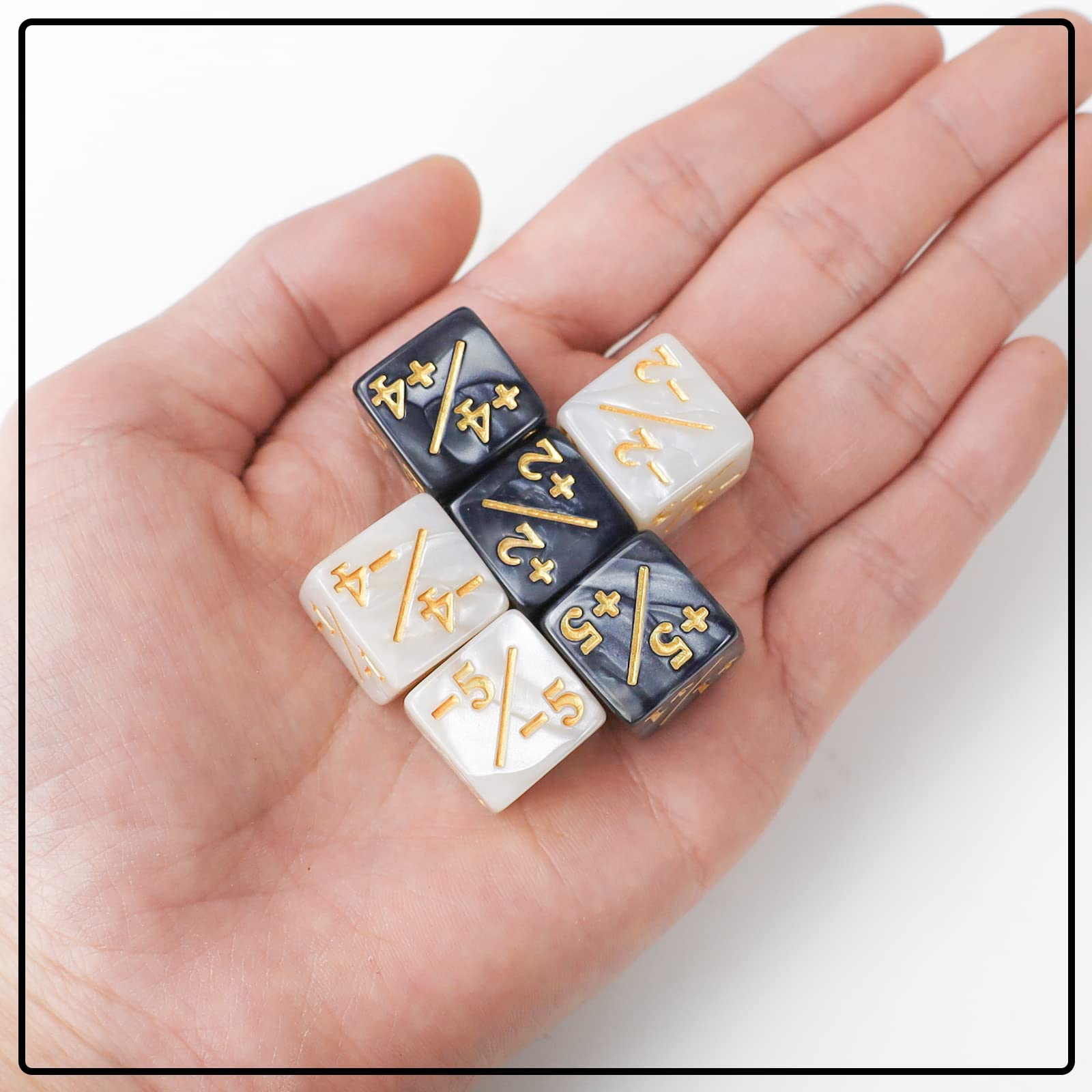 24 Pcs MTG Dice Counters Token Dice, Magic The Gathering Glitter Sparkle Dice, Loyalty Dice Starry Marble D6 Dice Cube Compatible with CCG, MTG, Card Gaming Accessory (Black and White) 2