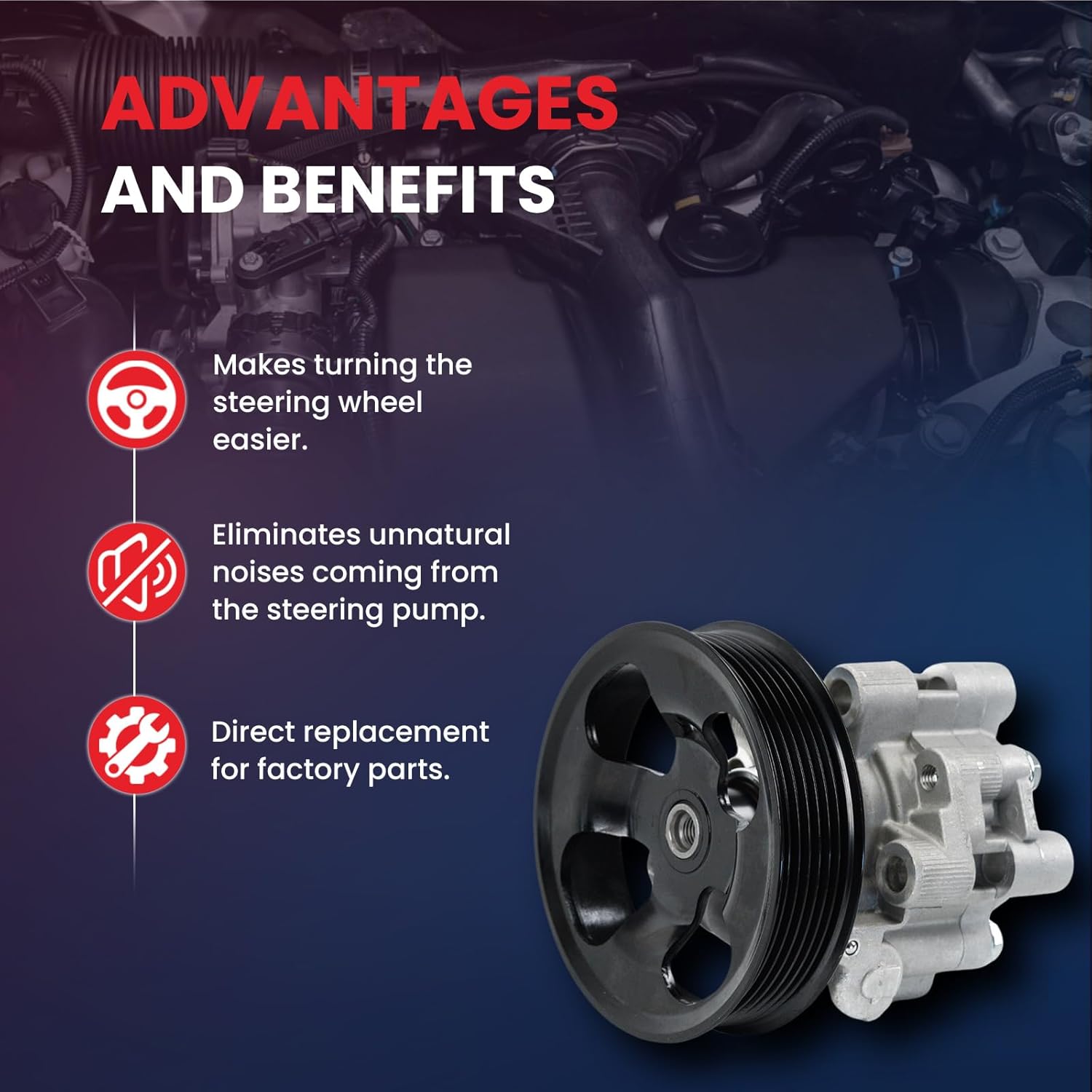 MOCA 21-5447 Power Steering Pump Fit for Toyota 2005-2015 Tacoma 4.0L, 2004-2005 RAV4 2.4L, for Lexus 2007-2009 RX350 3.5L