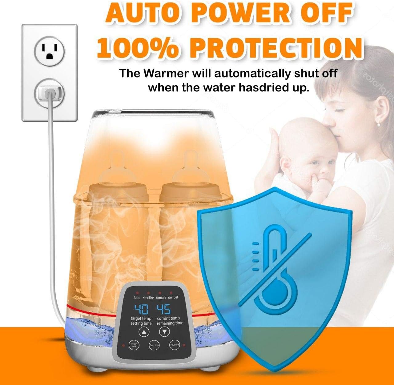 TBI Pro 5-in-1 Fast Baby Bottle Warmer for Milk, Breastmilk - Portable Bottle Sterilizer with Timer - One Bottle BPA-Free for Babies Infant Food- Safe Auto-Off Function - Rapid Defrosting Heating: Home & Kitchen