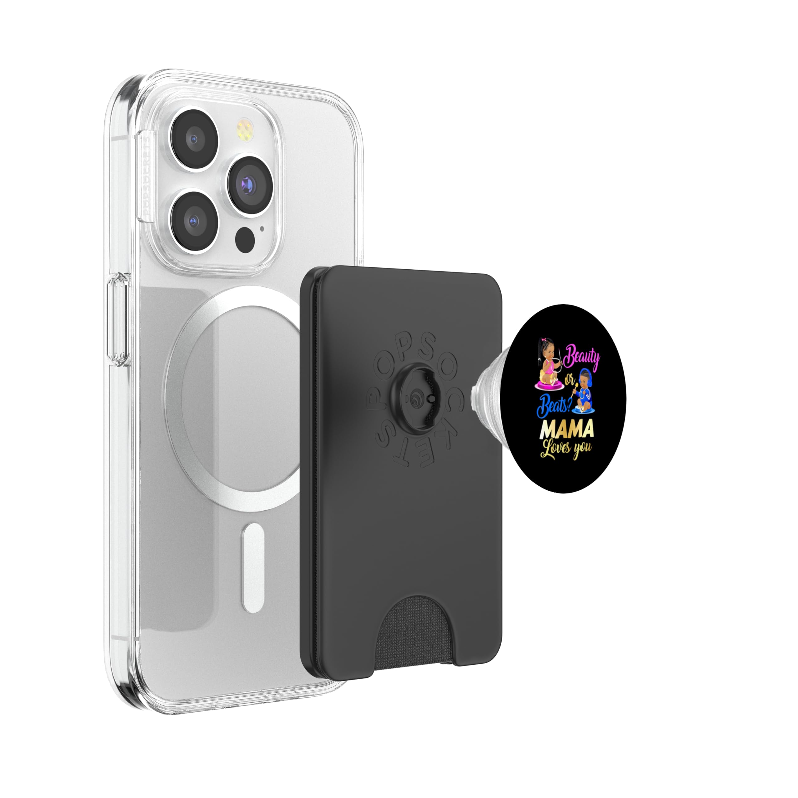 Cute Beauty Or Beat Mama Loves You - Fiesta de revelación de género PopSockets PopWallet para MagSafe