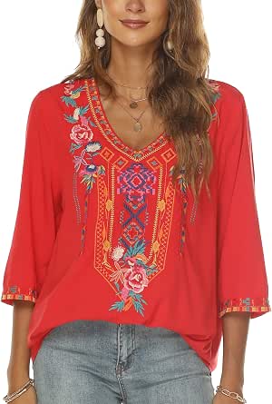 Women's Bohemian Embroidered Rayon Blouse
