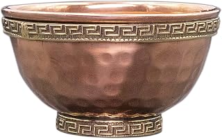 Alternative Imagination Altar Offering Bowl - Hammered Copper Bowl with Greek Key Accent For Ritual Offerings, Incense Burning